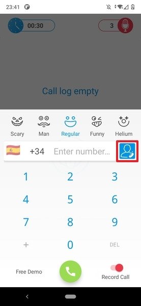 Botón para elegir contactos en Funcalls