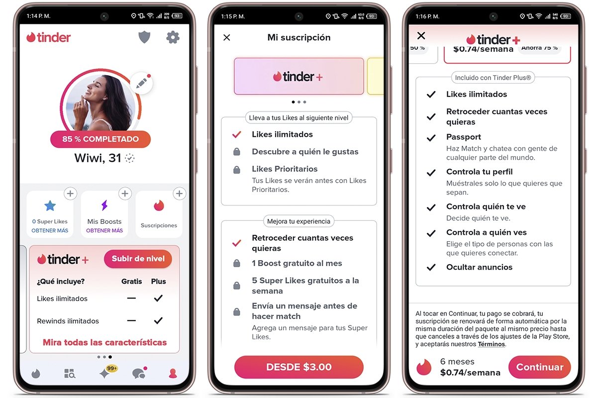 Características de Tinder Plus