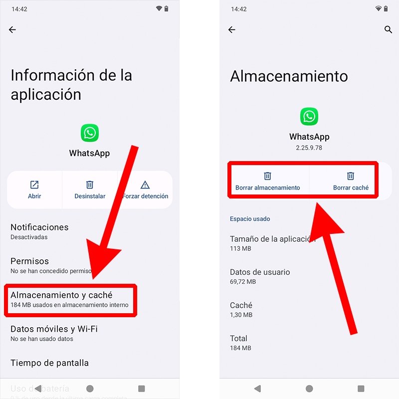 Cómo borrar la caché y los datos de WhatsApp