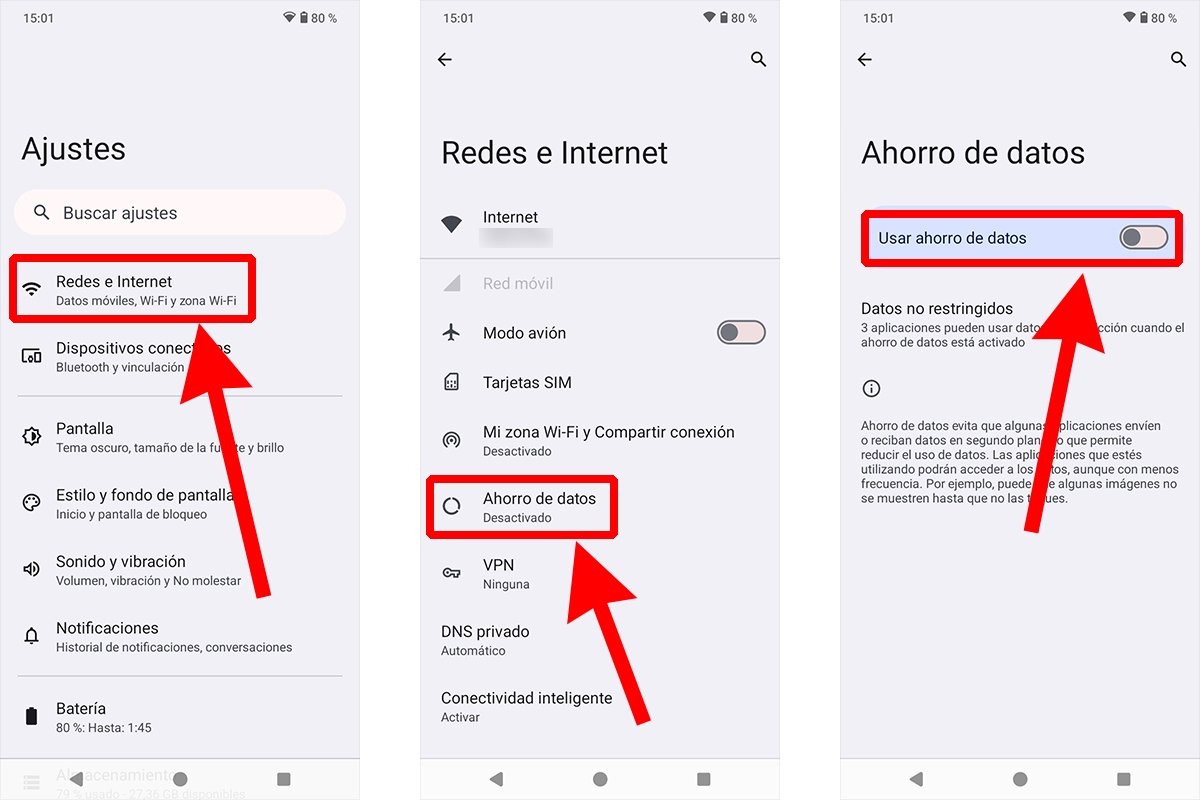 Dónde está la función ahorro de datos de Android