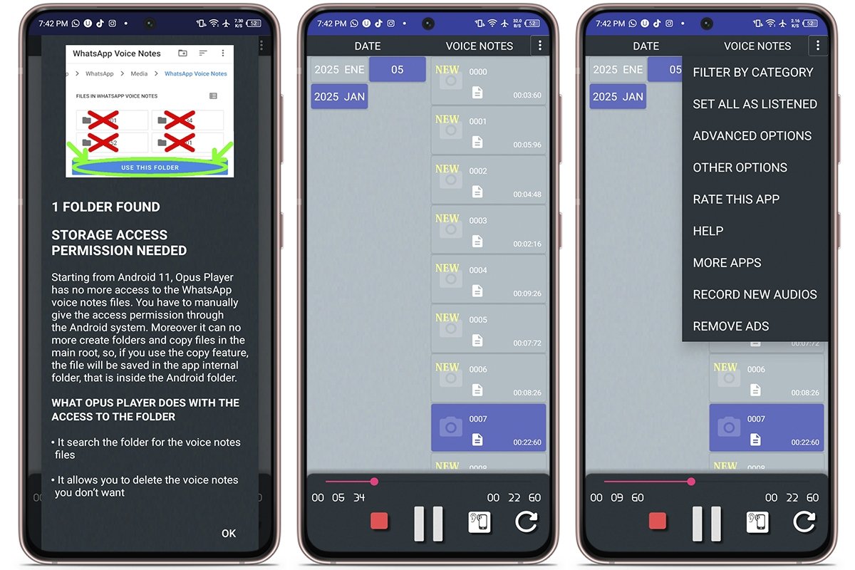 Opus Playerで相手に知られずにWhatsAppの音声を聞きましょう