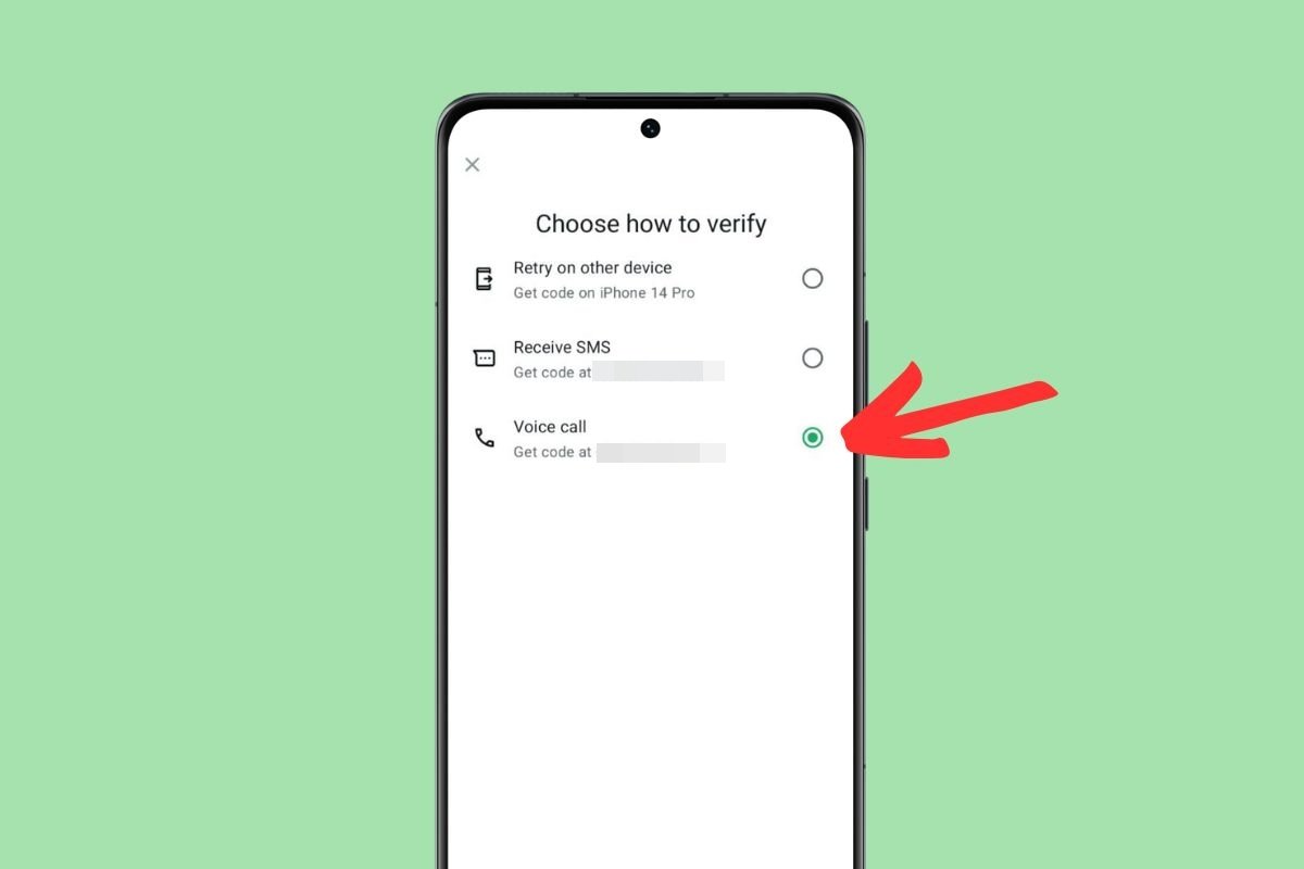 WhatsApp kann dich auch anrufen und dir den Code per Sprache mitteilen