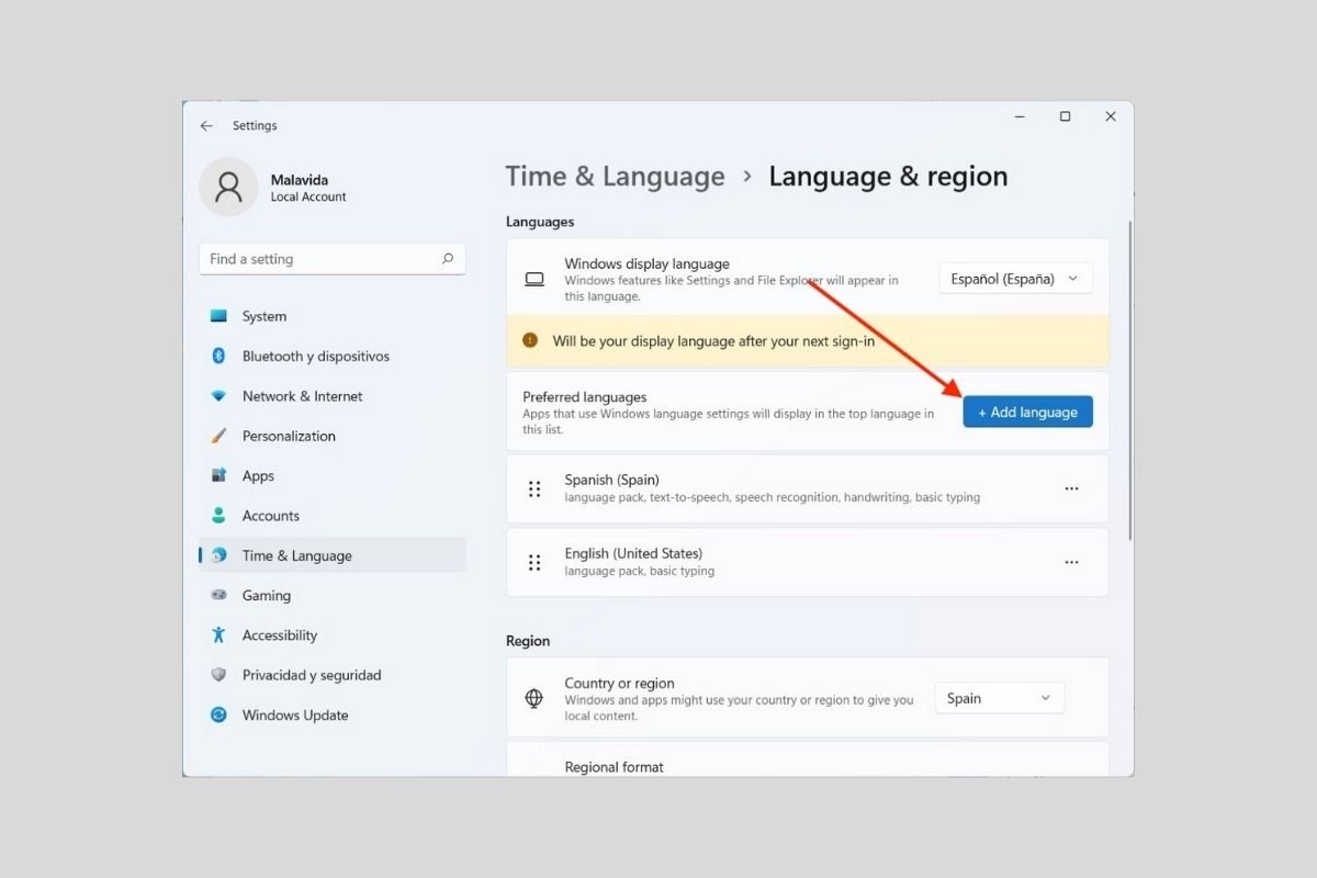 Cómo cambiar el idioma en Windows 11